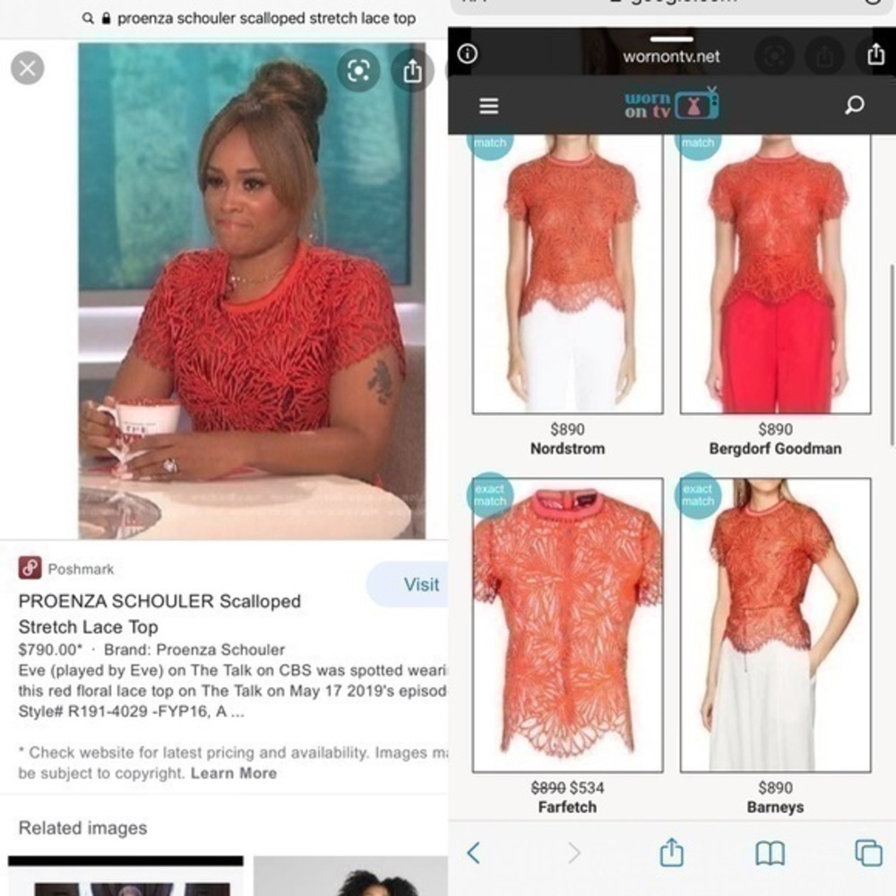 KEEPING 🚫 🆕 Proenza Schouler $890 Stretch Lace Scalloped Top